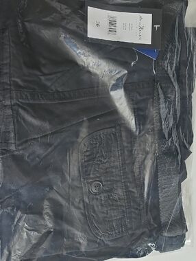 Marc Ecko Black Men's Cargo Shorts with Button Flap Pockets